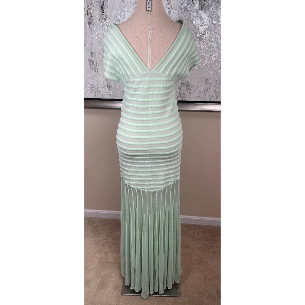 ALEXIS Marce Off the Shoulder Stripe Knit Sheer Skirt Green Maxi Dress Size XL - Picture 9 of 10
